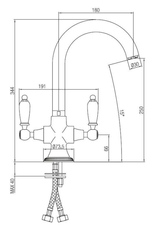 PB Robinet de cuisine classique avec poignées blanches en inox 1208910902