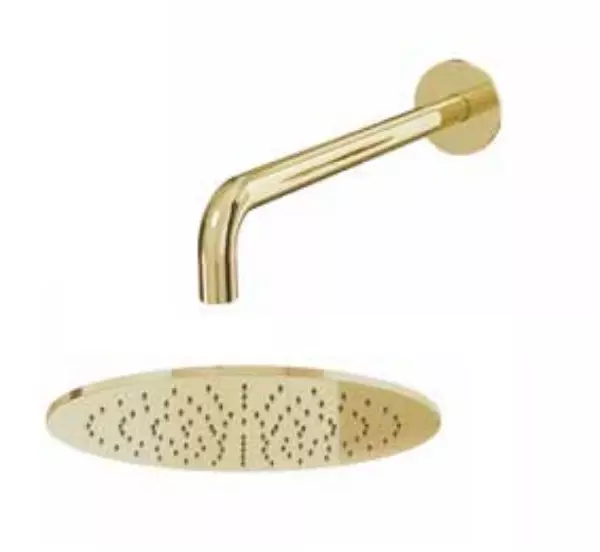 Waterevolution Flow Douche de tête 200mm avec raccord mural Laiton brossé T1641LE