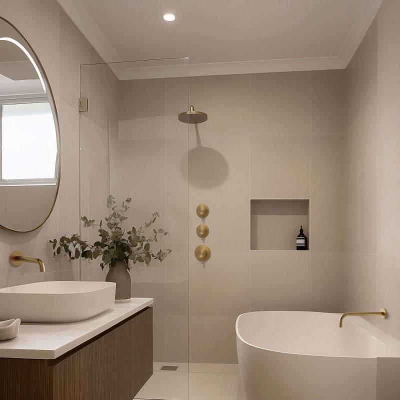 Thermostat de douche encastré Waterevolution Flow avec 2 robinets d'arrêt en laiton brossé 1208916452