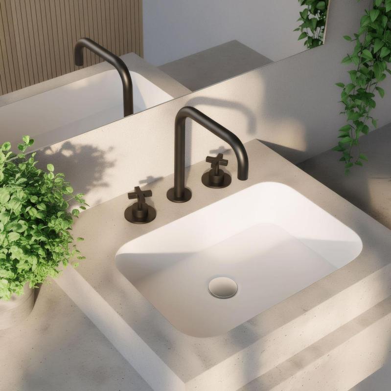 Waterevolution Cruz Robinet de lavabo 3 trous Noir mat 1208916602