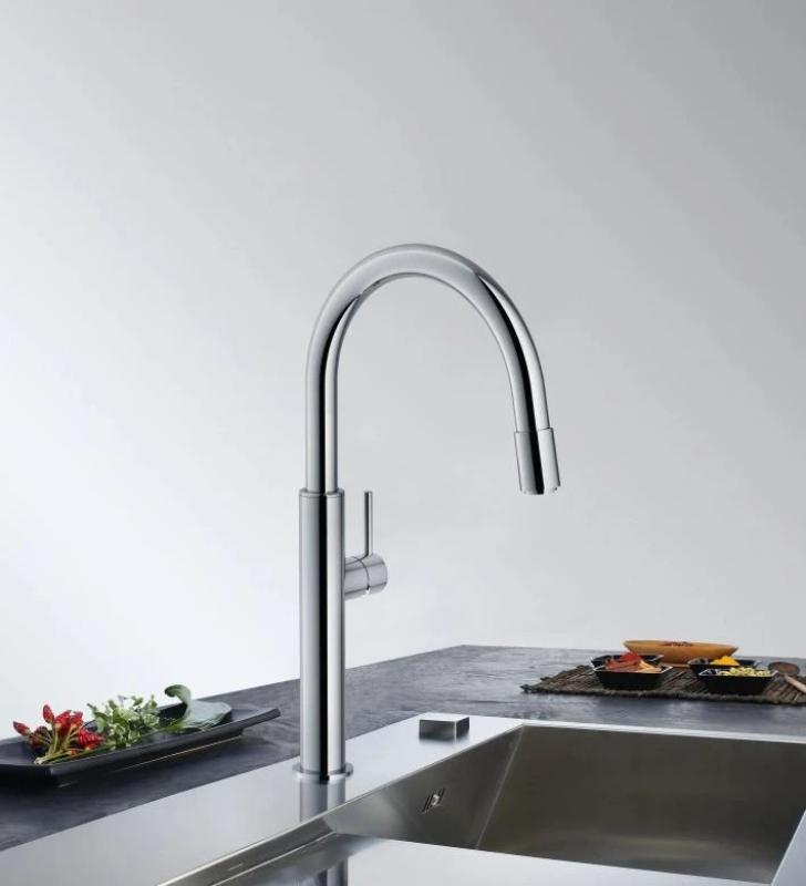 Franke Robinet de cuisine Pescara bec fixe haut et bas chrome 115.0523.286
