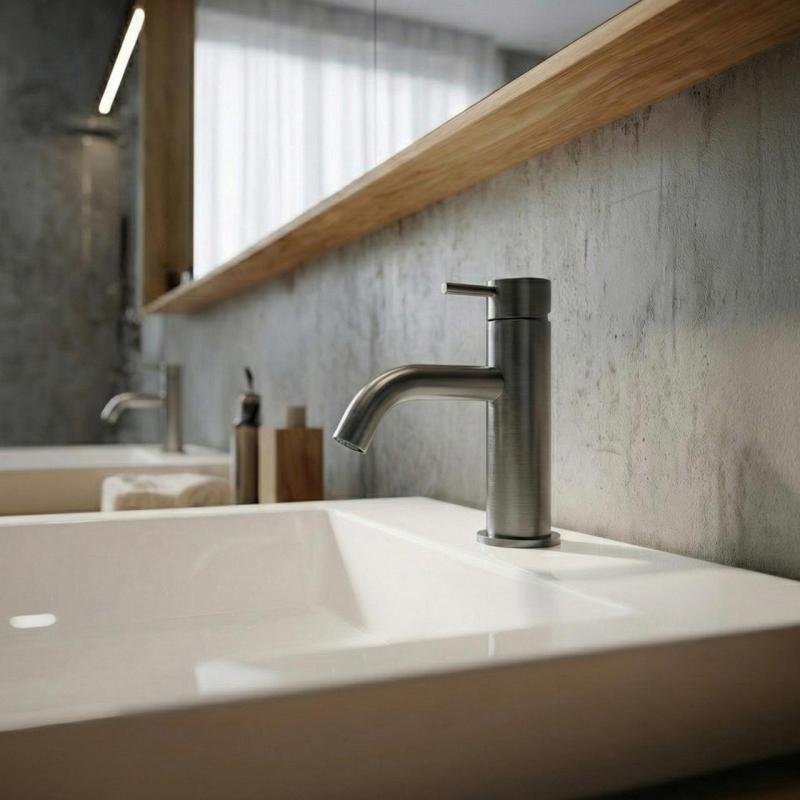 Waterevolution Flow wastafelkraan PVD geborsteld gun metal  T110GME