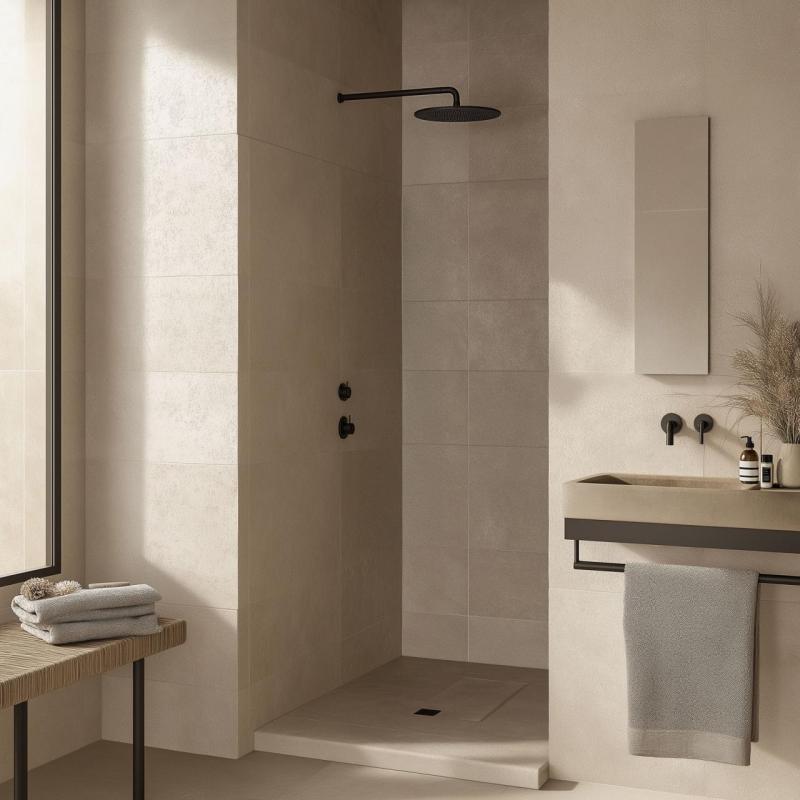 Waterevolution Flow mitigeur thermostatique de douche encastré avec 1 robinet d'arrêt noir mat 1208920977