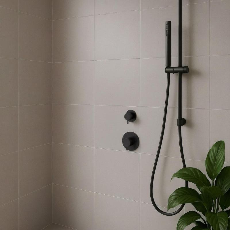 Waterevolution Flow mitigeur thermostatique de douche encastré avec 1 inverseur noir mat 1208920978