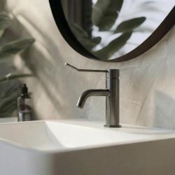Waterevolution Flow Robinet de lavabo incl. click plug PVD gun metal T111GME