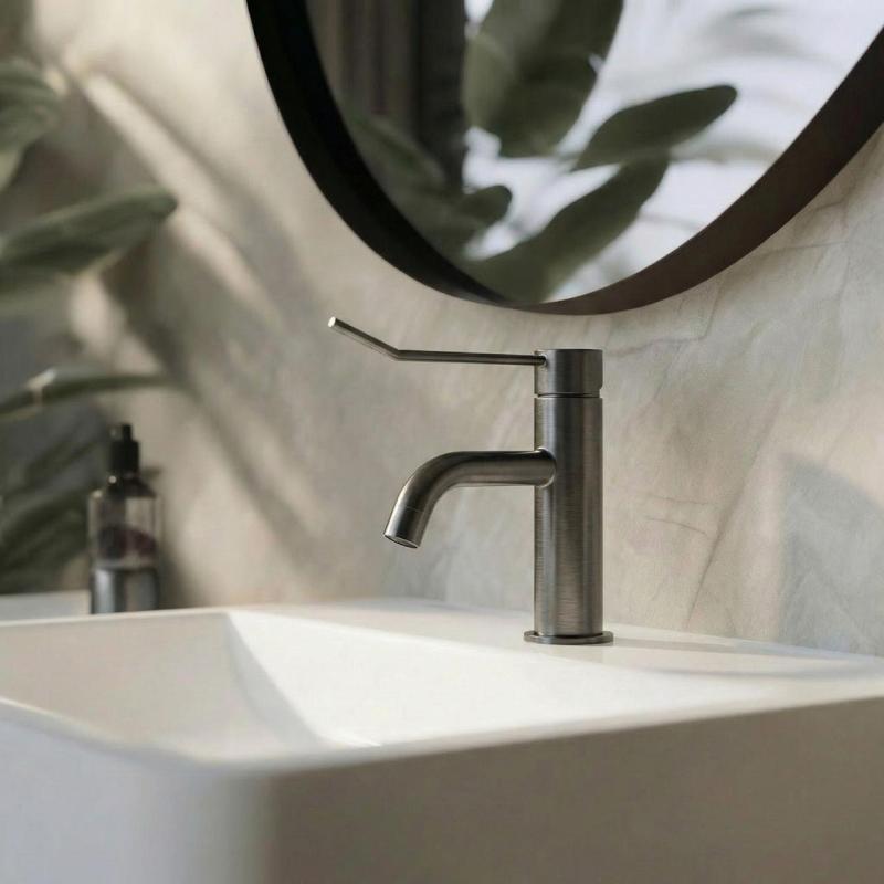 Waterevolution Flow Robinet de lavabo incl. click plug PVD gun metal T111GME