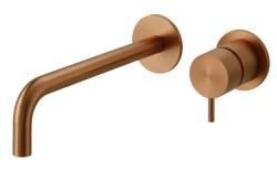 Robinet de lavabo encastré Waterevolution Flow PVD cuivre brossé avec bec de 21 cm T116BCPE-21