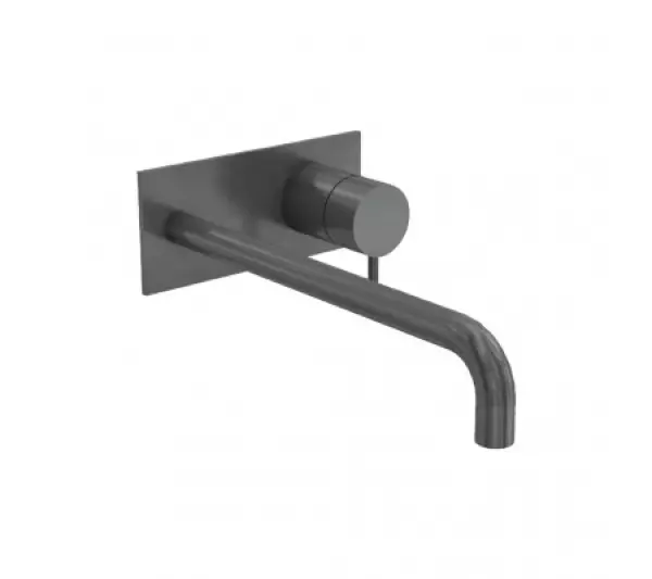 Waterevolution Flow Mitigeur de lavabo encastré avec garniture en PVD Gun Metal et bec 15cm T1161GME-15