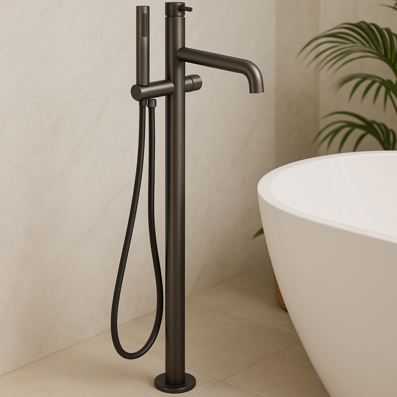 Waterevolution Flow Mitigeur de baignoire sur pied avec douchette Gun Metal T133GME
