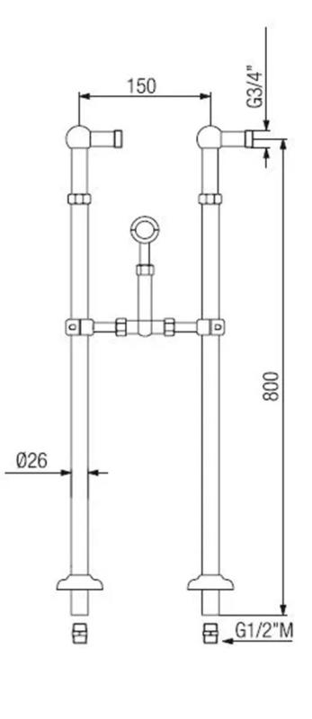 PB Mélangeur de baignoire sur pied nostalgique manettes à croisillons Bronze 6000