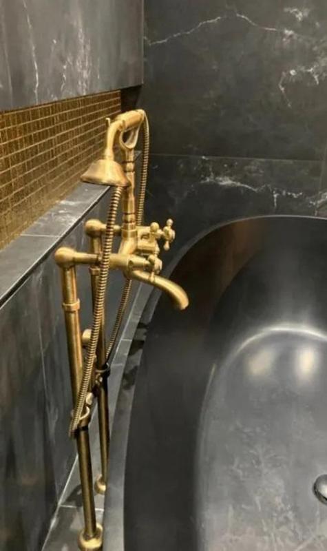 PB Mélangeur de baignoire sur pied nostalgique manettes à croisillons Bronze 6000