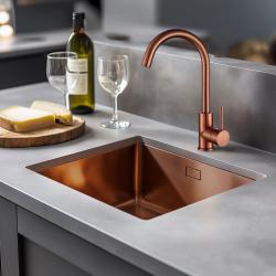 Lorreine 40SP Cuivre Évier de luxe en acier inoxydable couleur cuivre PVD 40x40 sous plan encastré et en surface 1208952365