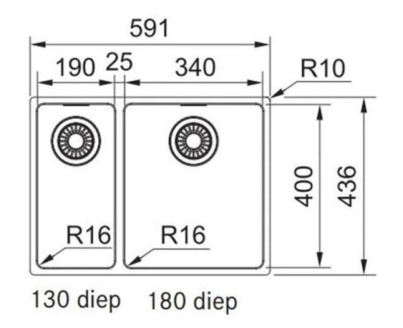 Franke Maris MRX 260 BR 1.5 évier un et demi en inox à fleur de plan et sous plan grande cuve à droite 1270568040