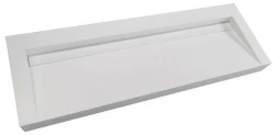 Plan vasque Solid-S Quatra en solid surface, blanc mat, sans trou pour robinet, avec cache solide B140xD45xH8 1208952413.