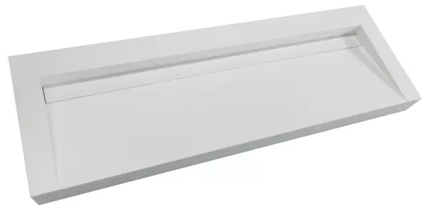 Plan vasque Solid-S Quatra en solid surface, blanc mat, sans trou pour robinet, avec cache solide B140xD45xH8 1208952413.