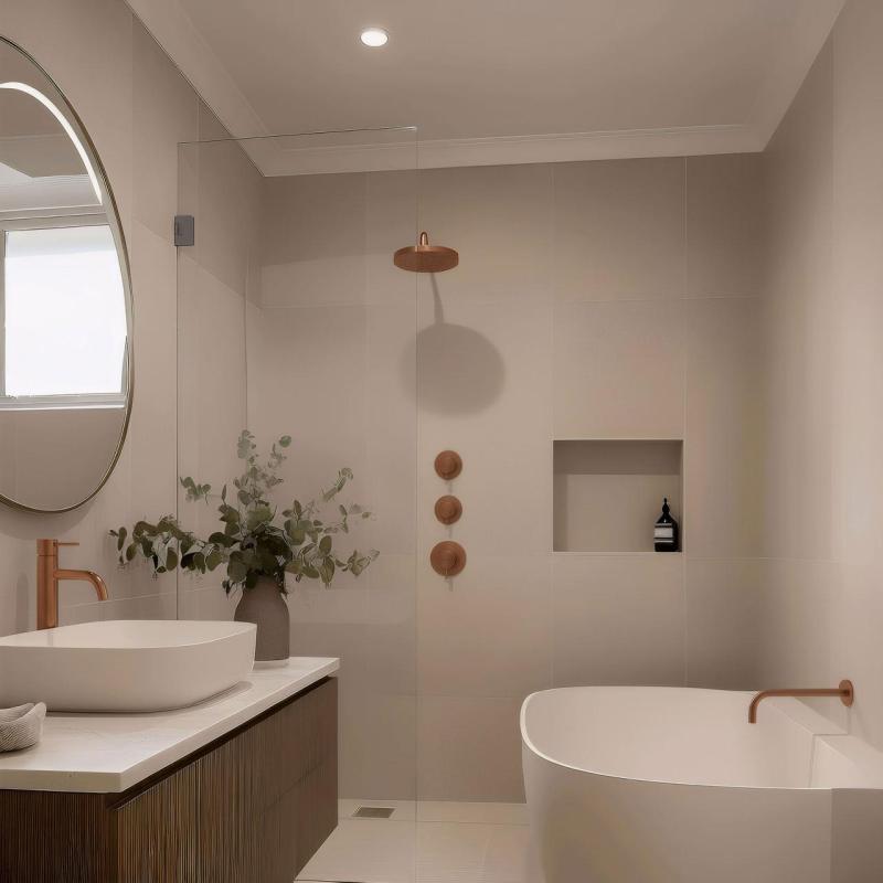 Waterevolution Flow Mitigeur thermostatique de douche encastré avec 2 robinets d'arrêt en cuivre PVD brossé