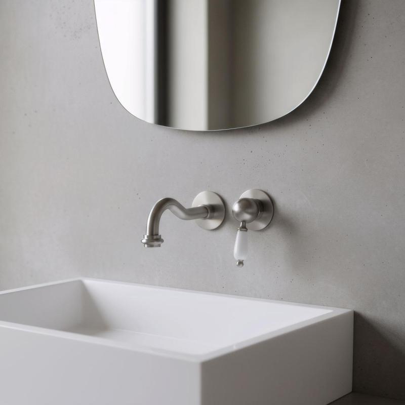 PB nostalgic mitigeur de lavabo encastrable Bec vintage 21cm inox