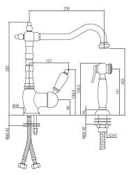 PB Nostalgic Robinet de cuisine avec douchette extractible séparée en acier inoxydable