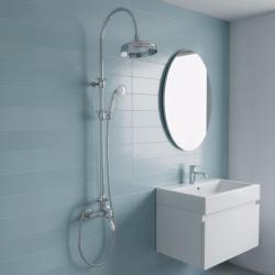 PB Ensemble de robinetterie de douche nostalgique avec douche à effet pluie chrome