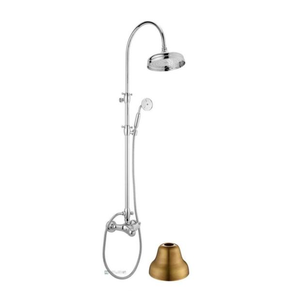 PB Ensemble de robinet de douche nostalgique avec douche à effet pluie en bronze