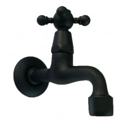 PB classic robinet de lavabo mural avec manette croisillon eau froide noir mat 1208952981