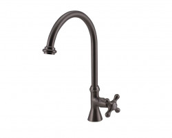 PB Classic Robinet de lavabo avec manette croisillon eau froide avec bec rond élevé Acier inoxydable 1208953276