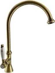 PB Classic Robinet de lavabo avec levier blanc eau froide avec bec rond élevé Bronze 1208953278