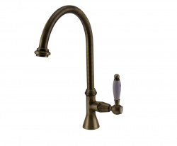 PB Classic Robinet de lavabo avec levier blanc eau froide avec bec rond élevé Bronze 1208953278