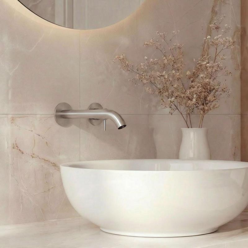 SB Round Mitigeur encastré de lavabo nickel satiné 162mm