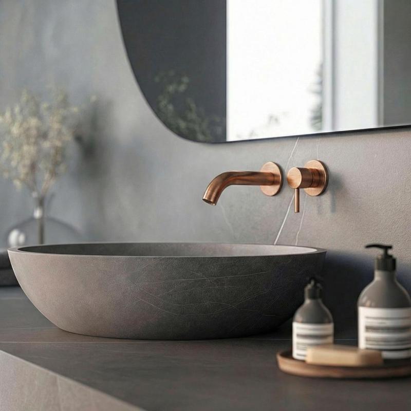 SB Round 316 Mitigeur de lavabo encastré en Cuivre PVD satiné 102mm