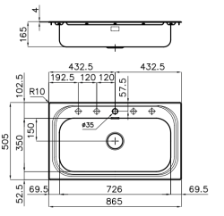 Foster 900 Grand Évier en Acier Inoxydable 86,5 x 50,5 cm avec Trou de Robinet Montage en Surface 1208953748