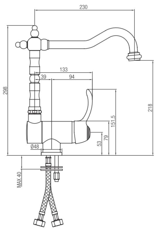 PB Vintage Nostalgic robinet de cuisine robinet de fenêtre pliable chrome 1208953755