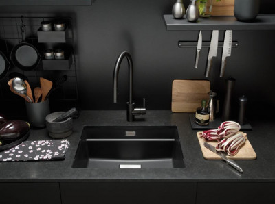 Franke Eos Neo Robinet de cuisine avec bec extractible noir brossé 115.0613.671