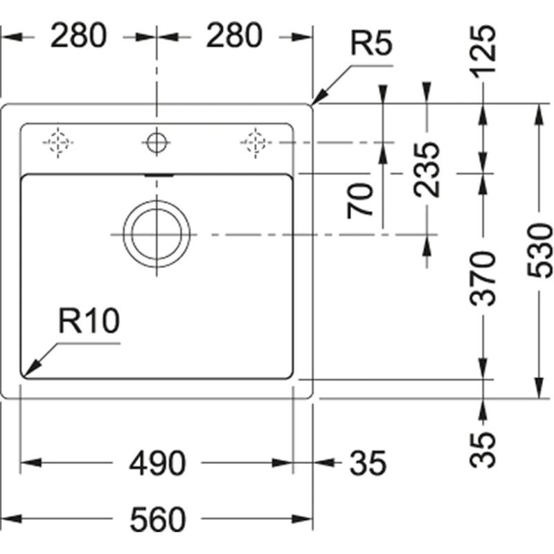 Franke Sirius 2 S2D 610.50 évier en plastique blanc 56x53cm à poser avec trou de robinet 114.0568.052