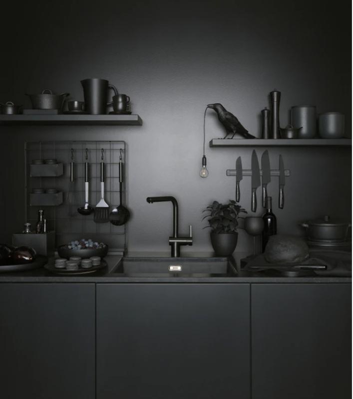 Franke Noir Brossé Capteur Robinet de Cuisine Atlas Neo Bec Pivotant 115.0625.525