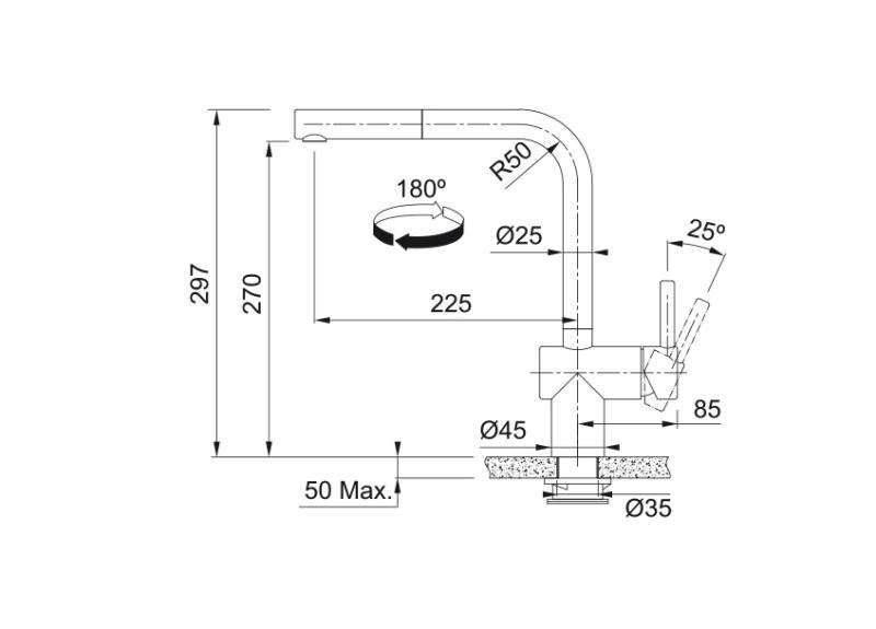 Franke Robinet de cuisine à capteur noir brossé Atlas Neo avec bec rétractable 115.0625.527