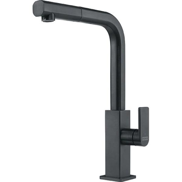 Franke robinet de cuisine noir brossé Mythos avec bec extractible 115.0550.442