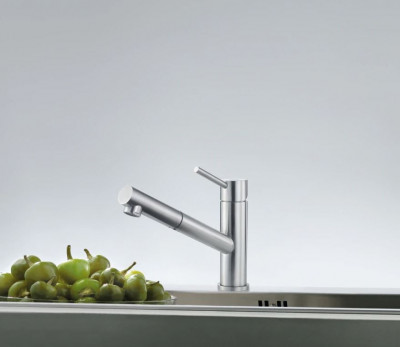 Franke Orbit robinet de cuisine bas en inox massif avec bec extractible en inox 115.0569.461