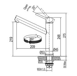 Franke Orbit robinet de cuisine haut en acier inoxydable massif avec bec pivotant en acier inoxydable 115.0600.928