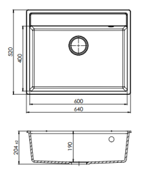 Évier en granit GraniteMy Bremen 64x52 cm Noir – Montage en surface, sous plan et à fleur de plan avec plage pour robinet et bouchon en inox 1208953873