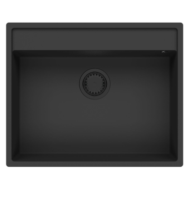 GraniteMy Bremen évier en granit 64x52 cm noir à poser, à encastrer et à fleur avec trou de robinet 1208953874
