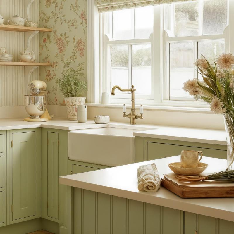 PB Robinet de cuisine de campagne classique nostalgique Bronze avec poignées blanches 1208953913