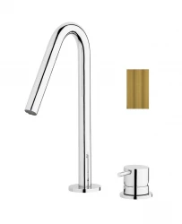 Waterevolution Flow robinet de lavabo 2 trous Laiton brossé avec petit bec V 127mm T1121VLE