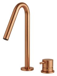 Waterevolution Flow Robinet de lavabo 2 trous en cuivre brossé PVD avec petit bec V 127mm T1121VCPE
