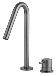 Robinet de lavabo Waterevolution Flow 2 trous PVD Gun Metal avec petit bec en V 120 mm T1121VGME