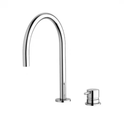 Waterevolution Flow robinet de lavabo 2 trous chromé avec bec bas U 113mm T1121U01