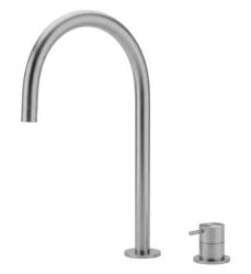 Robinet de lavabo Watervolution Flow à 2 trous, entièrement en acier inoxydable, avec bec haut de 200 mm T1122UIE