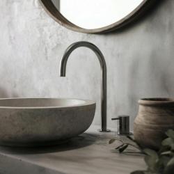 Robinet de lavabo Waterevolution Flow 2 trous PVD Gun Metal avec bec haut 200 mm T1122UGME