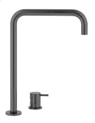 Waterevolution Flow Robinet de lavabo 2 trous bec haut 222 PVD Gun Métal T122HGME