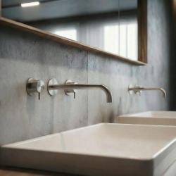 Waterevolution Flow Robinet de lavabo encastré à 3 trous Entièrement en acier inoxydable avec bec de 21 cm T1163FIE-21